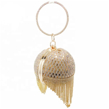 Handmade Wedding Evening Bag Bridal Shoulder Wristlets Purse Diamond Tassel Crystal Ball Shape Acrylic Clutch Bag